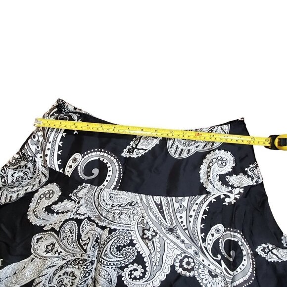Neiman Marcus Exclusive 100% Silk Womens‎ Black Paisley Flowy Skirt Size M - Picture 6 of 12